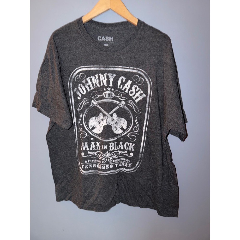 Johnny Cash The Man in Black Tennessee Three Graphic T-Shirt Charcoal Grey 2X